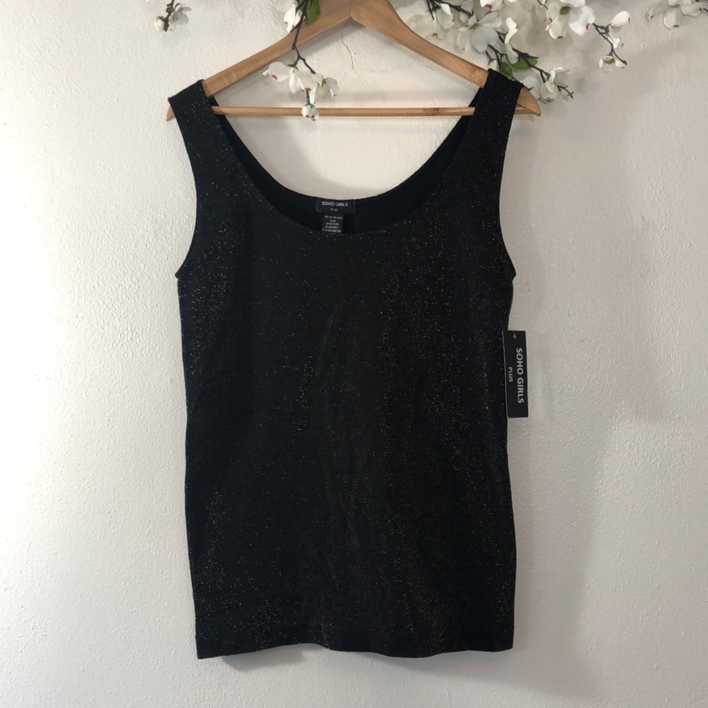 Soho Girls Plus Black with Gold Metallic Tank - OS